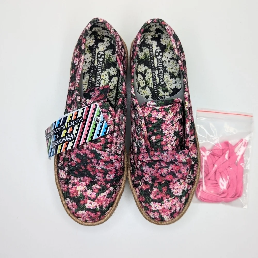 Superga X Mary Katrantzou Fantasy Flowers Platform Sneakers Espadrilles Size 6.5